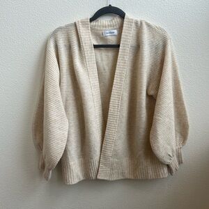 Naadam Cashmere Open Front Ribbed Cardigan Cream Size XS